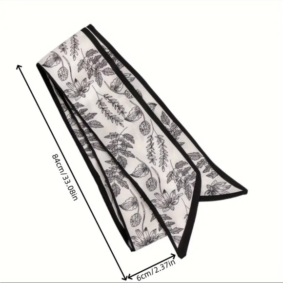 NEW Floral Black and White Twilly - Picture 2 of 3